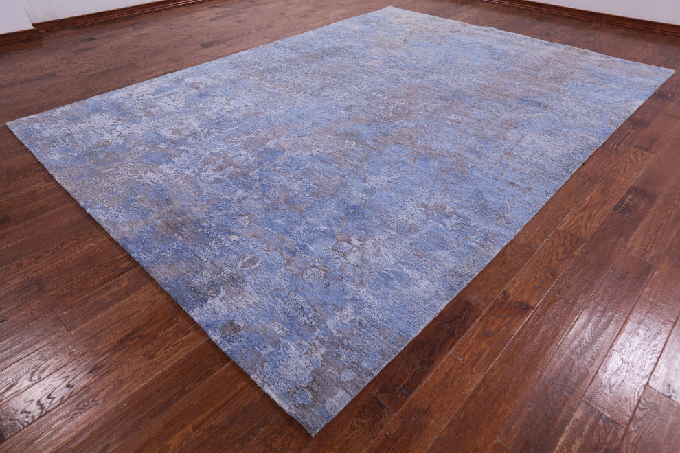 9' 0" X 12' 4" Wool and Silk Hand Knotted Abstract Rug Q9037
