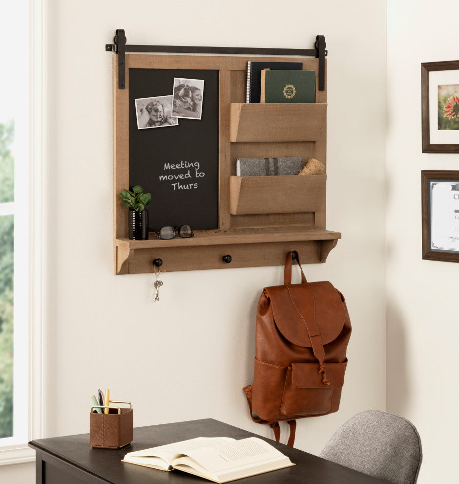 Cates Magnetic Wall Organizer with Pockets, Rustic Brown 30x28