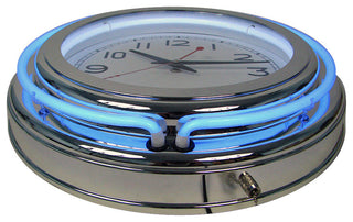 Neon Wall Clock - 14-Inch Round Battery-Operated Analog Quartz Timepiece