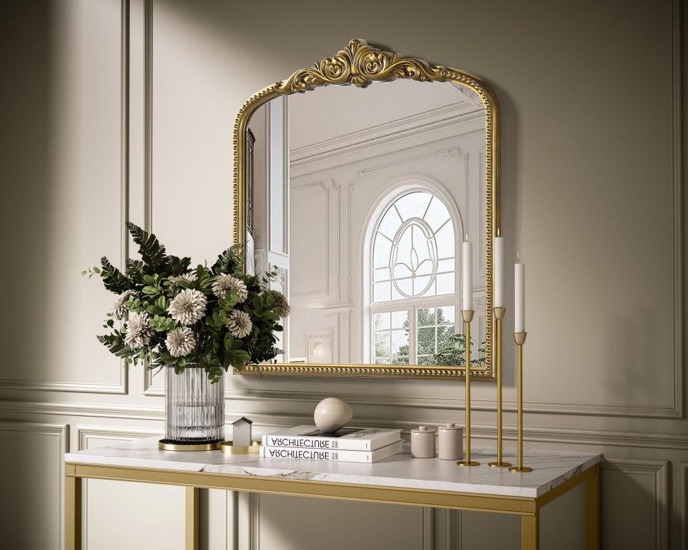 Home Living Vintage Resin Mirror 33x36, Antique Brass