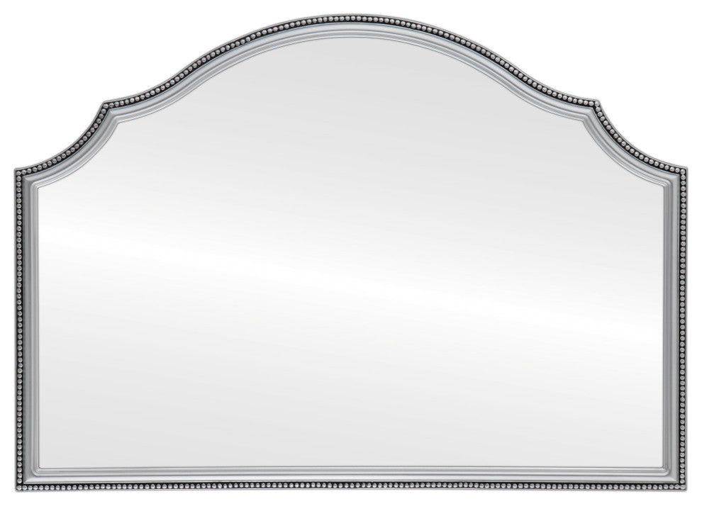 Liffey Framed Mantel Mirror, Peaks Cathedral, 38"x27", Silver Spray