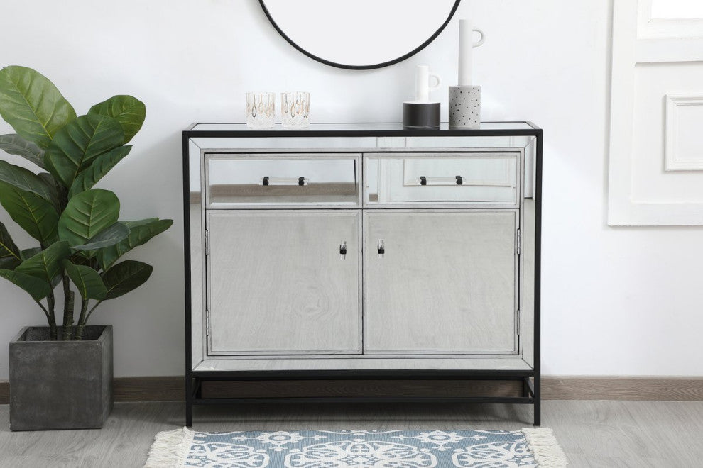 Jesse 38" Mirrored Cabinet, Black