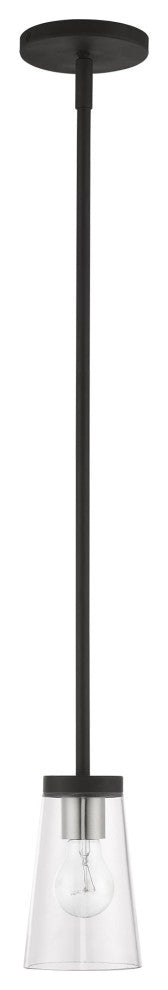 Cityview 1 Light Black With Brushed Nickel Accents Mini Pendant