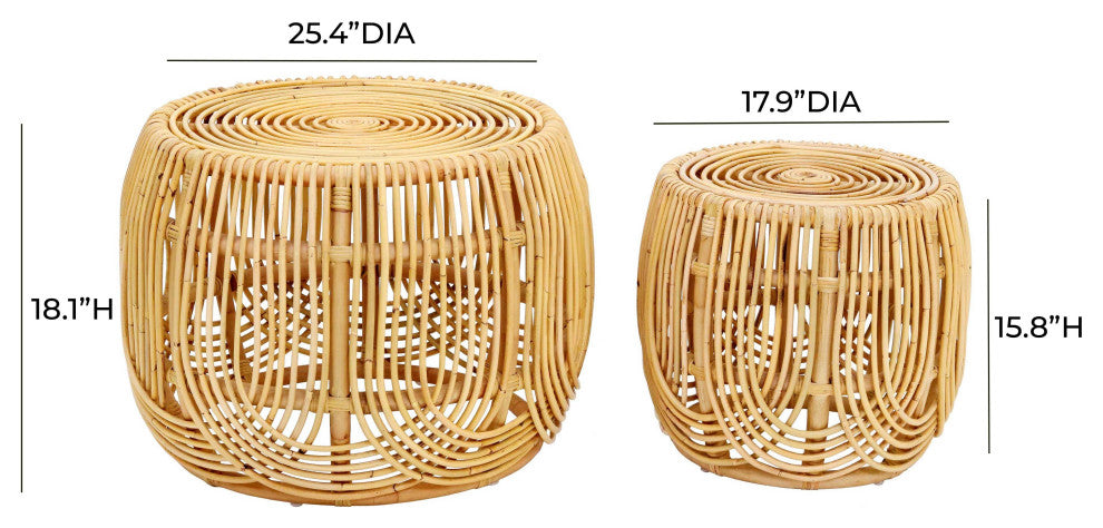Azrina Rattan Nesting Tables, 2-Piece Set