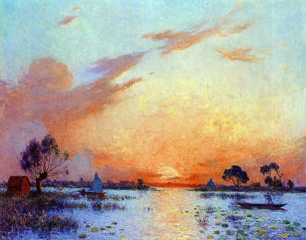 Ferdinand Du Puigaudeau Sunset in Briere, Gallery Wrapped Canvas, 21"x28"