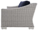 Lounge Sofa Chair Table Set, Rattan, Wicker, Gray Blue Navy, Outdoor