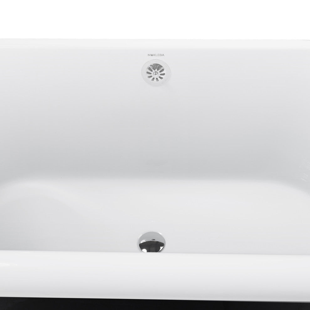 59" Acrylic Roll-Top Clawfoot Non-Whirlpool Bathtub, Black