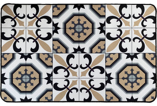 Carmen Printed Kitchen Mat White and Beige Tile Design 32" x 20"