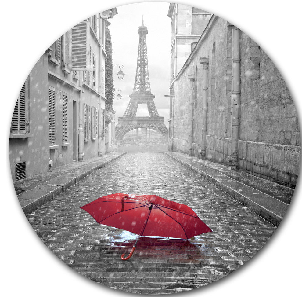 Eiffel View From Paris Street, Cityscape Photo Disc Metal Wall Art, 36"