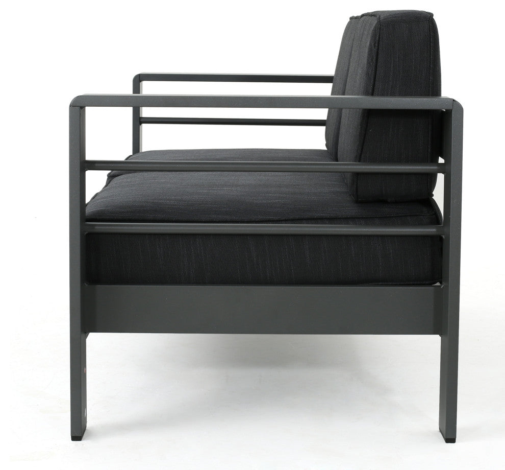 GDF Studio 4-Piece Crested Bay Outdoor Aluminum Loveseat Chat Set