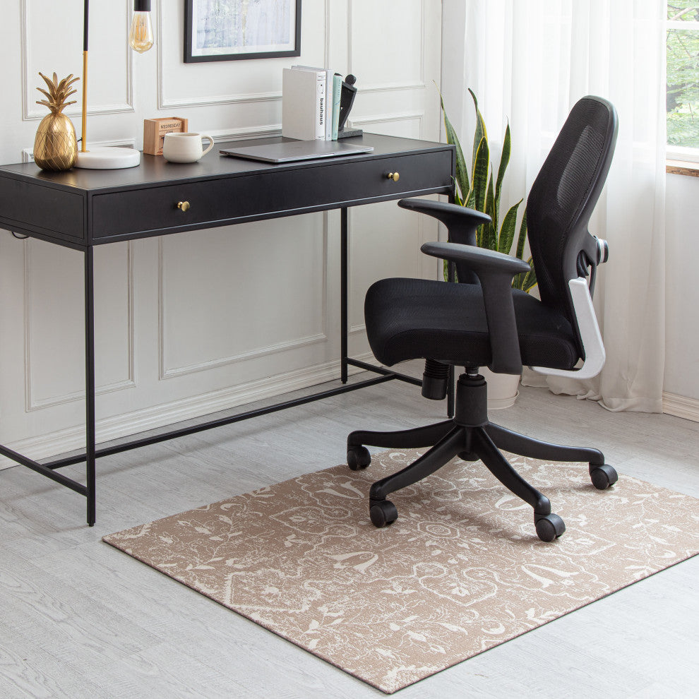 36" x 48" Tamanrasset Brown and Ivory 1/2" Rug'd Chair Mat