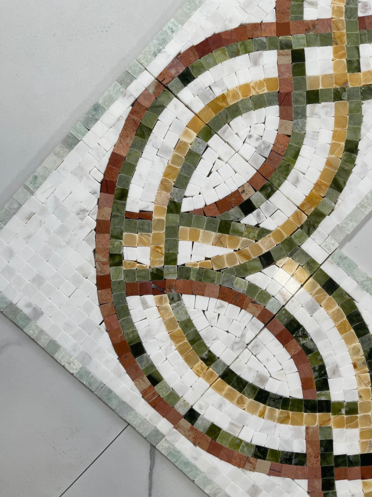 Rainbow Colorful 7.9x15 Marble Mosaic Border Listello Tile Polished, 1 piece