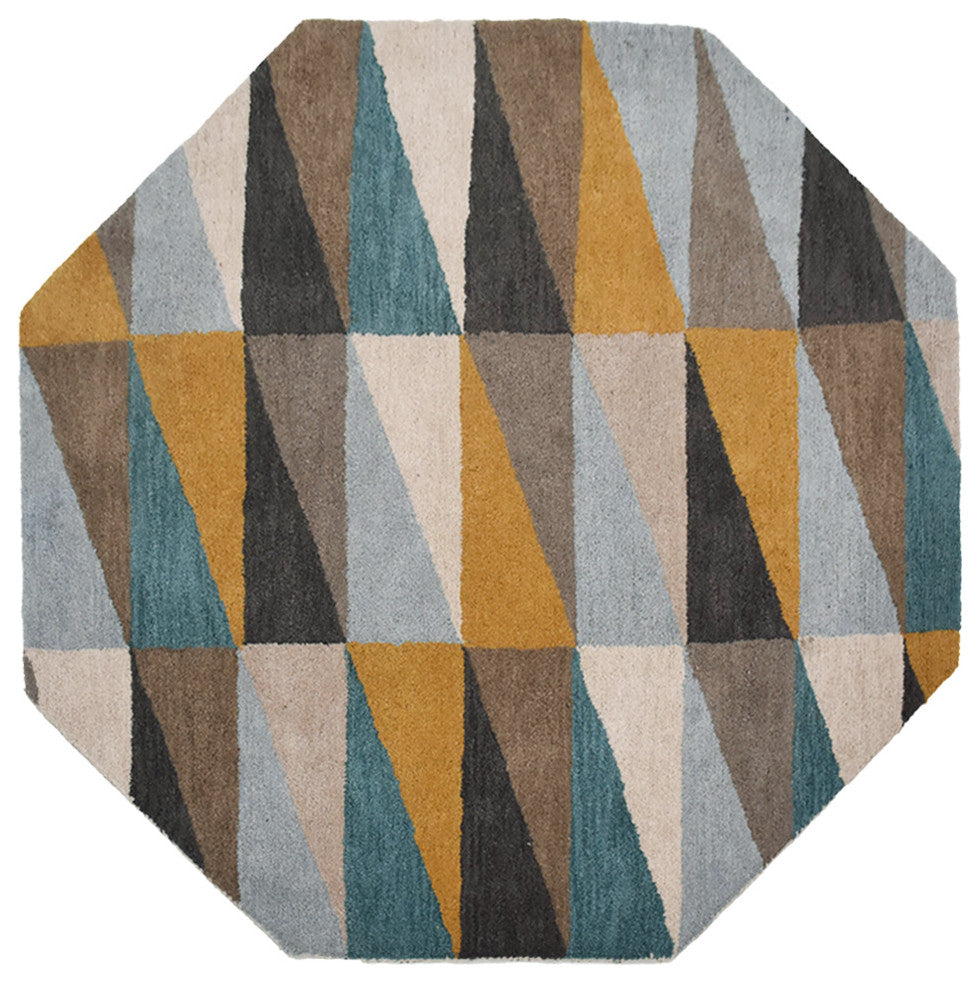 HAND TUFTED WOOL ECO-FRIENDLY AREA RUGS, Multicolor Color, Geometric Design