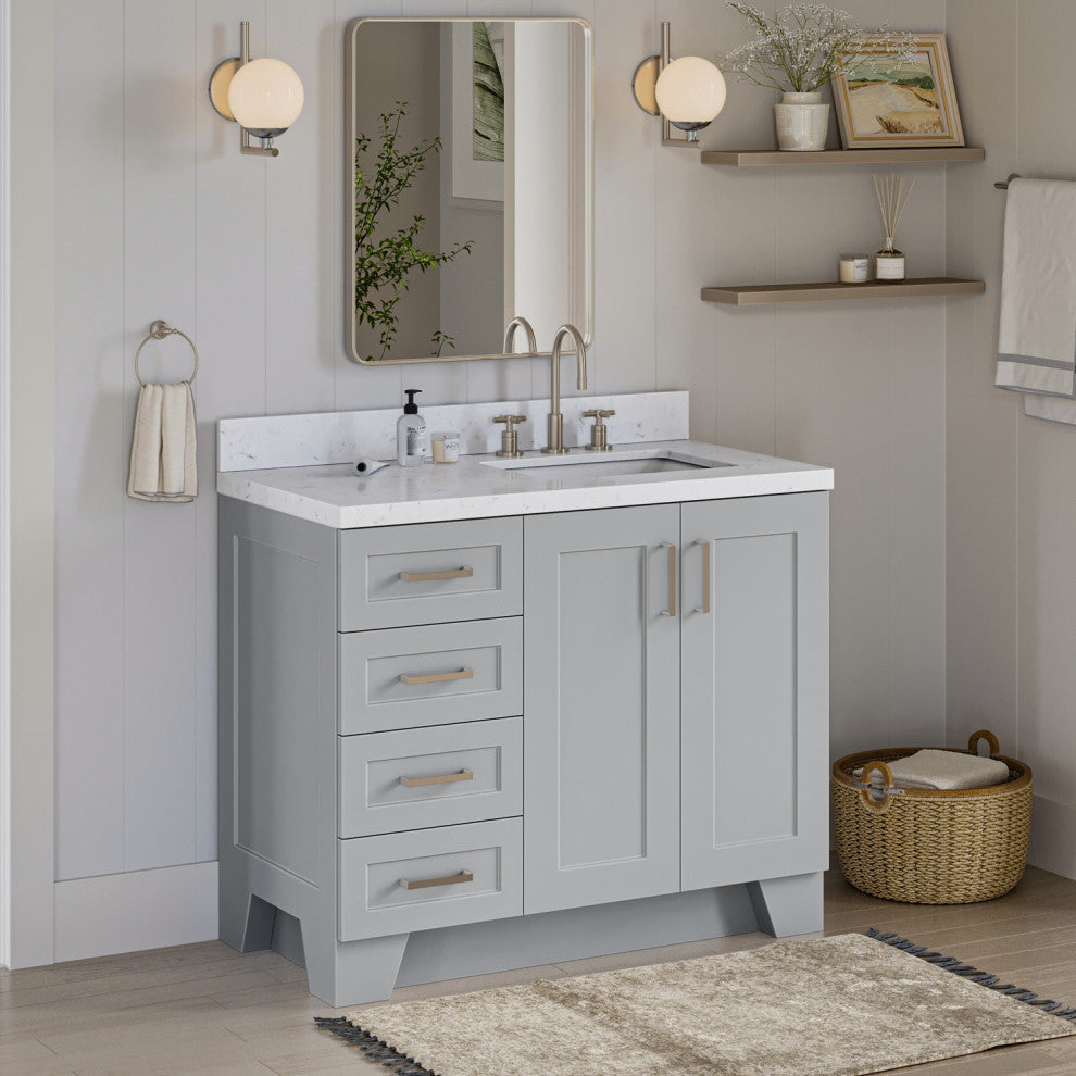 Ariel Taylor 42" Right Offset Single Rectangular Sink Bathroom Vanity
