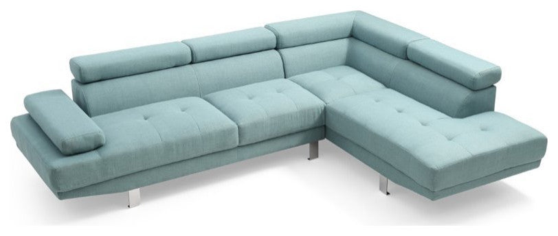 Glory Furniture Riveredge Twill Fabric Sectional in Teal