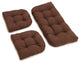 U-Shaped Twill Tufted Settee Cushions, 3-Piece Set, Chocolate