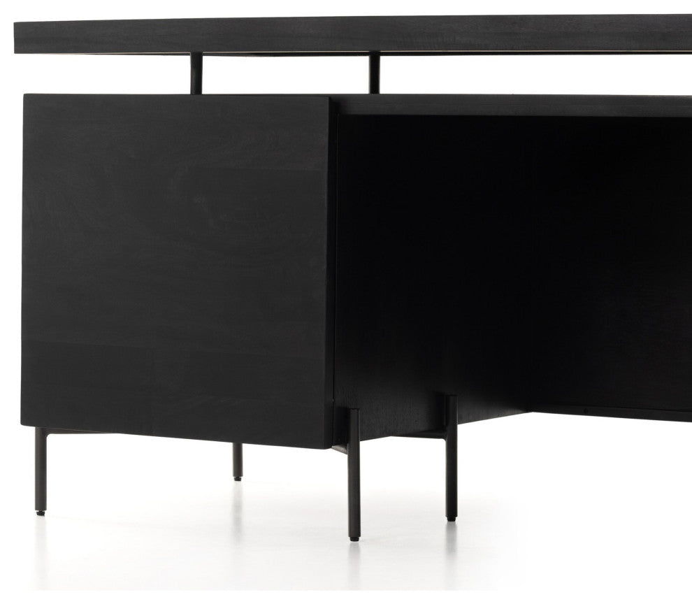 Raffael Desk Carved Black Wash, Black Wash, Gunmetal