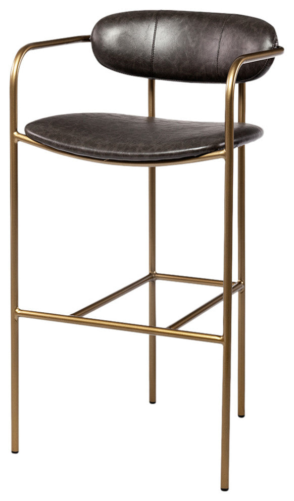 Parker Brown Faux-Leather Seat with Gold Metal Frame Bar Stool