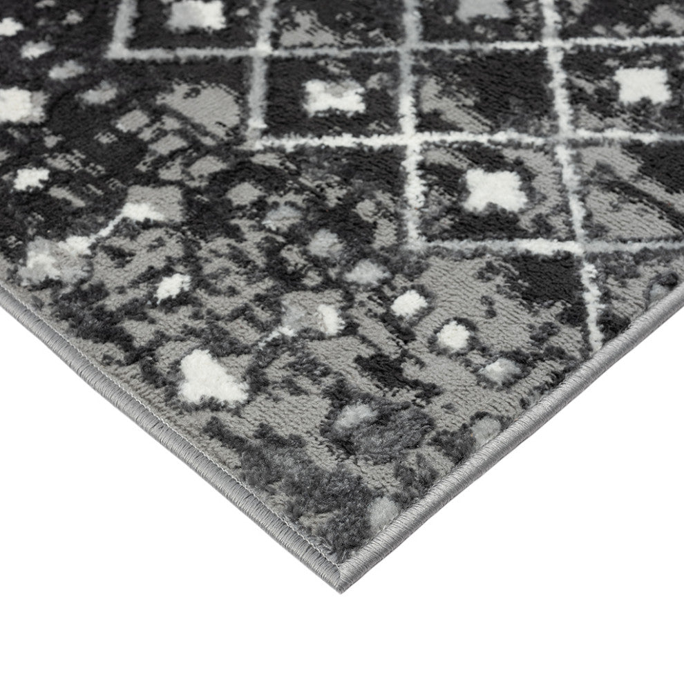 Hannah Moroccan Area Rug/Runner, Charcoal Grey, 8' x 10'