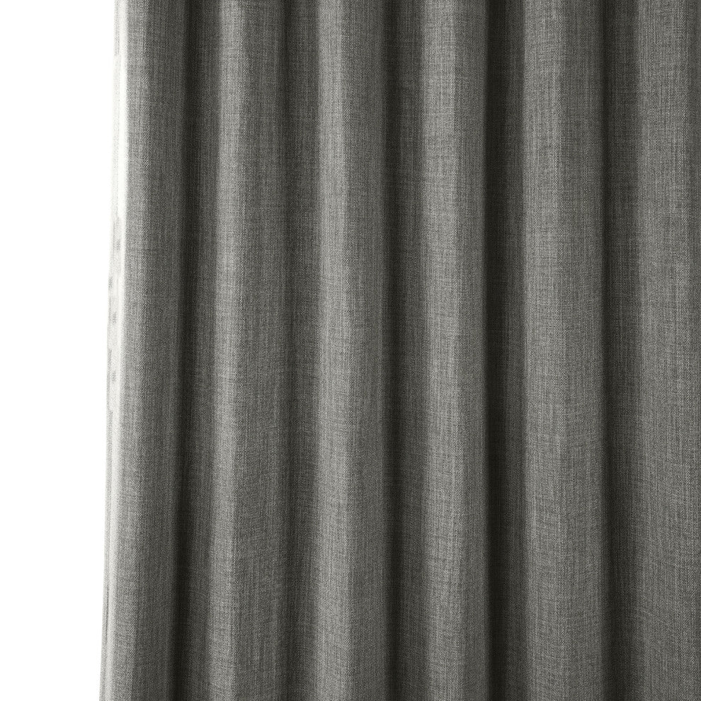 Faux Linen Darkening Curtain Single Panel, Blazer Gray, 50"x96"