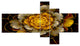Dark Gold Fractal Flower, Abstract Print On Canvas, 60"x32", 5 panels