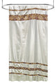 Spa Tile White Soft Fabric Shower Curtain With Multicolor Embroidered Tile Bands, Brown, 72x96"