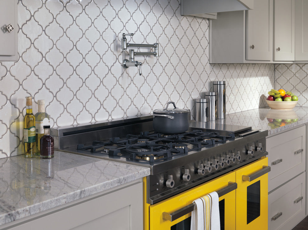 Delta Traditional Wall Mount Pot Filler, Arctic Stainless, 1177LF-AR