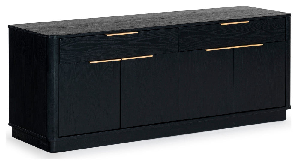Safavieh Couture Gabrietta Wood Tv Stand, Black/Gold