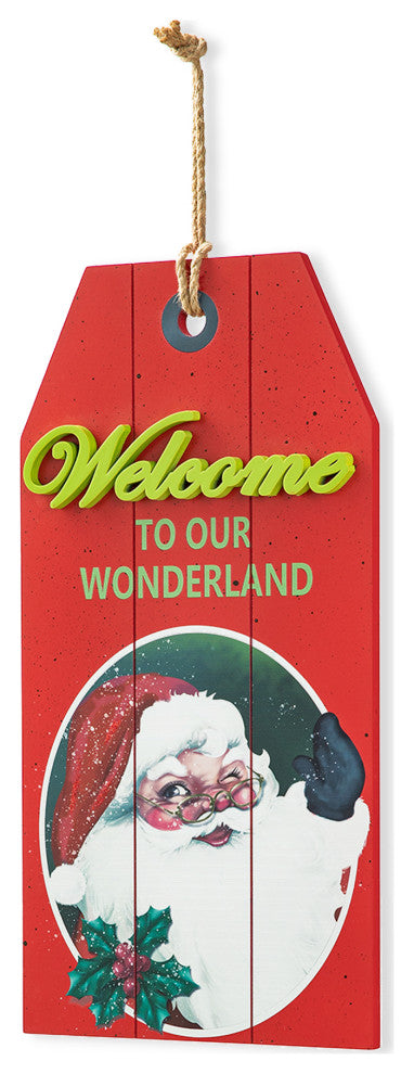 18"H Wooden Christmas Santa Door Hanger