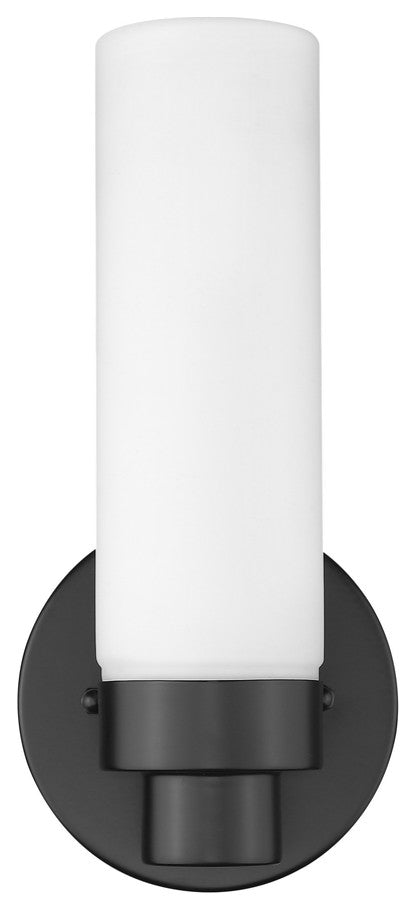 Matte Black Wall Light with Narrow Frosted Glass Shade