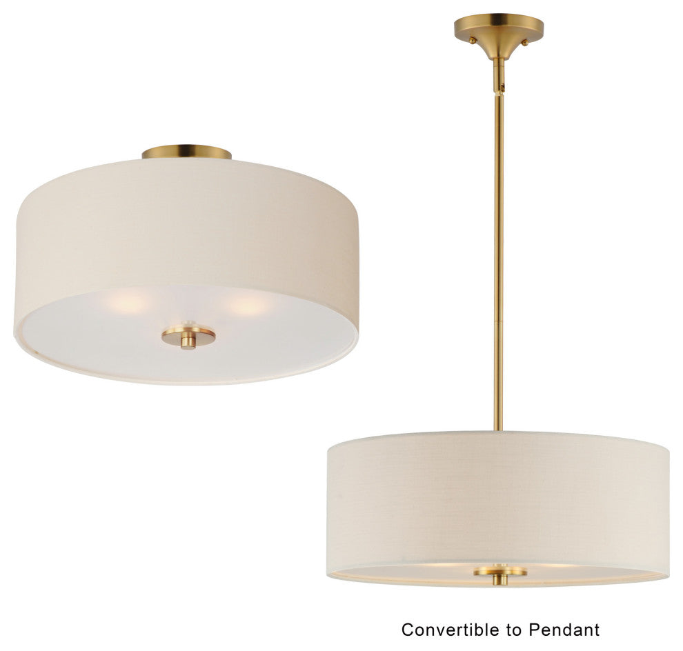 Maxim 10014OM Bongo 3 Light 18"W Semi-Flush Drum Ceiling Fixture - Natural Aged