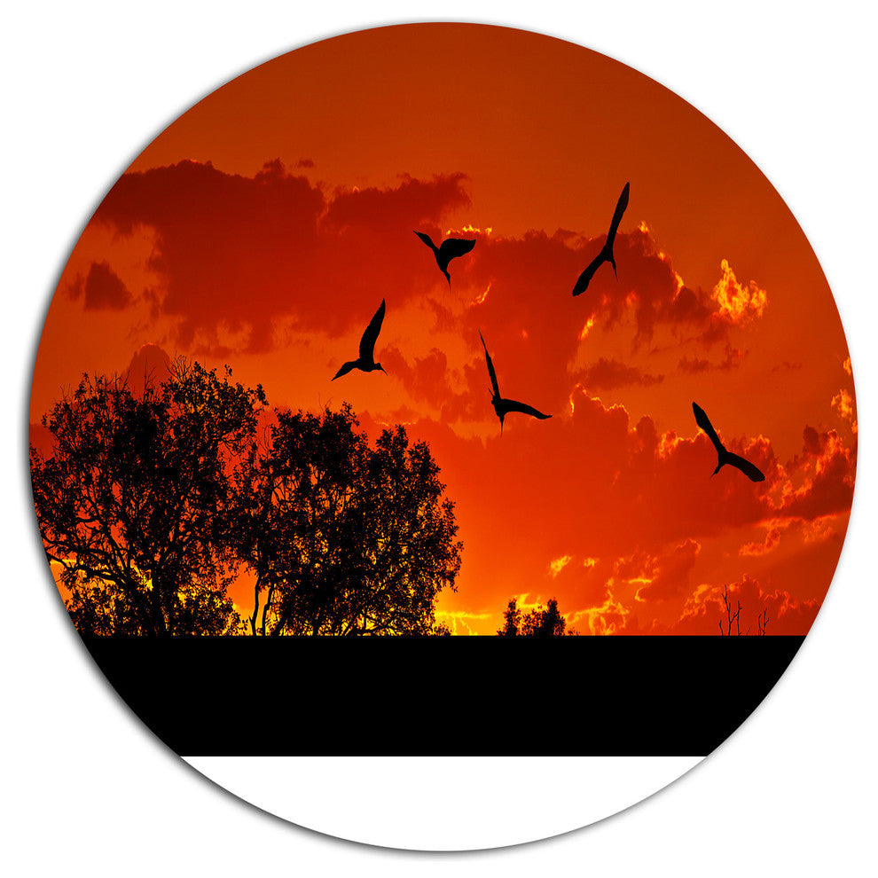 African With Warm Sunset, African Disc Metal Artwork, 23"