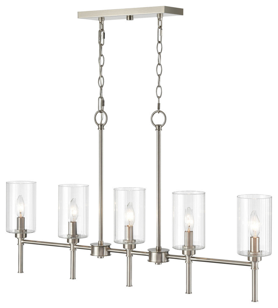 5 Light 36" Brushed Nickel Chandelier