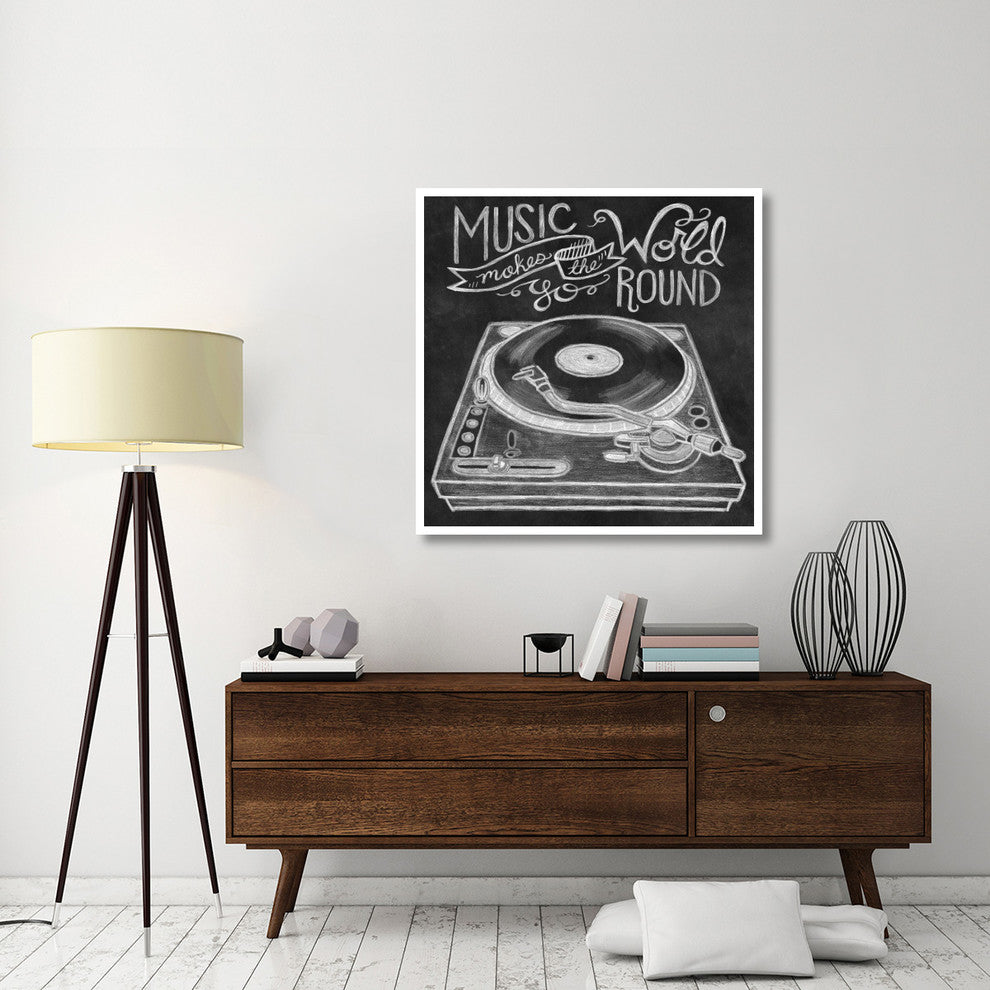 "Retro Record Player Chalk" Digital Paper Print by Mary Urban, 42"x42"