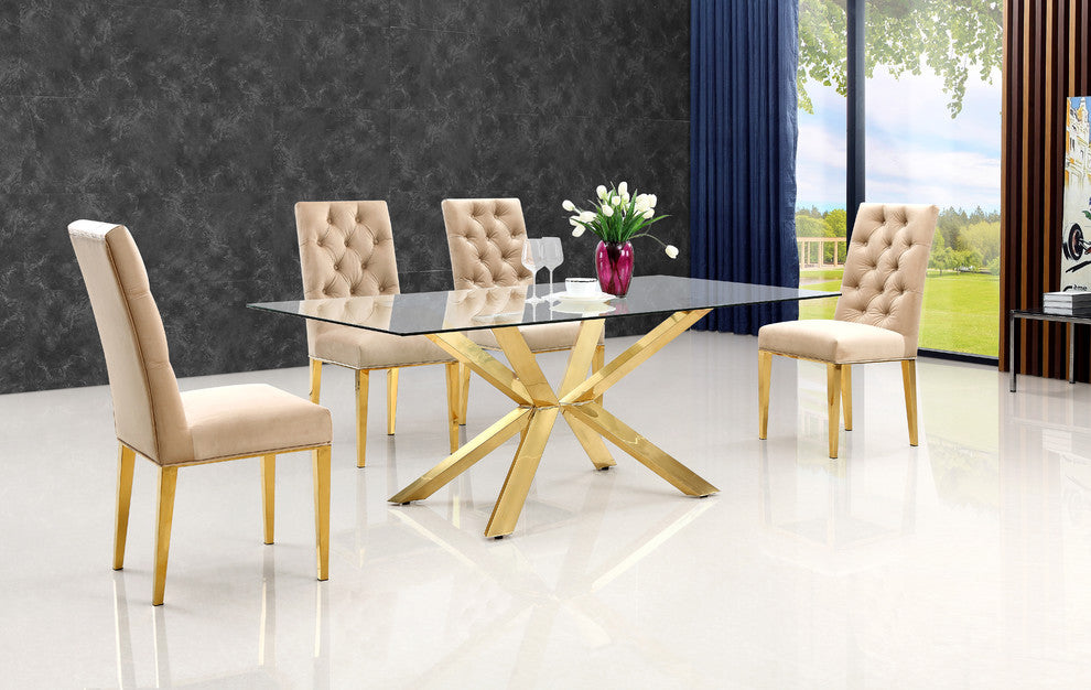 Capri Velvet Upholstered Dining Chair (Set of 2), Beige