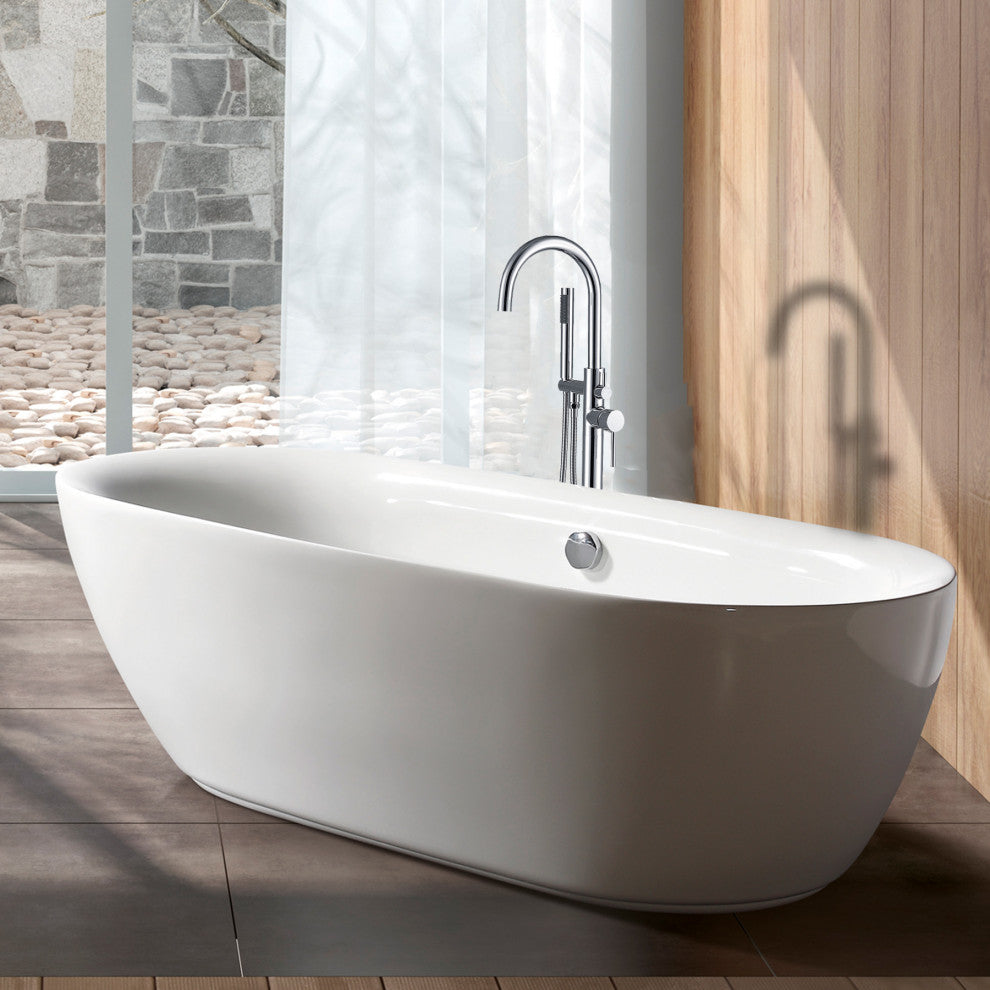 Givingtree Contemporary Floor Mount Tub Filler Trim, Chrome