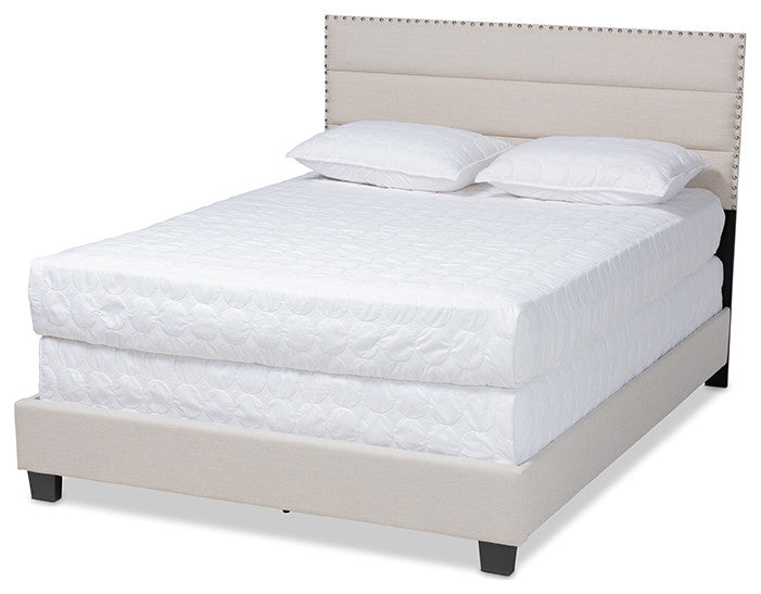 Ansa Modern and Contemporary Beige Fabric Upholstered Queen Size Bed