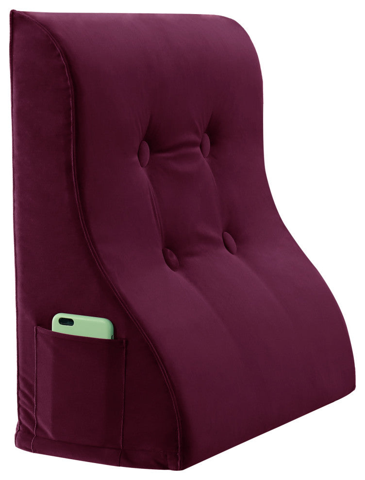 Reading Pillow Bed Foam Wedge Adult for Back Support, Wine Red, 18x9x21