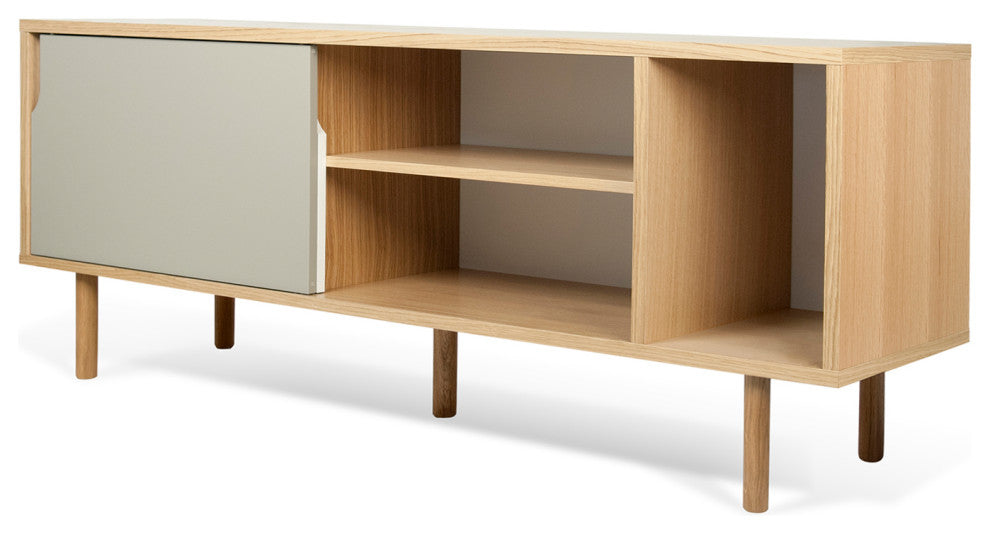 Modern Two Tone Wood Sideboard, Oak White/Grey, Oak Leg