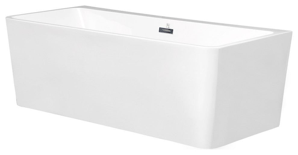 Acrylic Freestanding Flat Bottom Soaking Bathtub in White, 60*28"