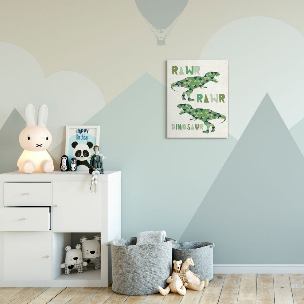 The Kids Room by Stupell Rawr Blue Green Dinosaur Kids Word Design, 16 x 20