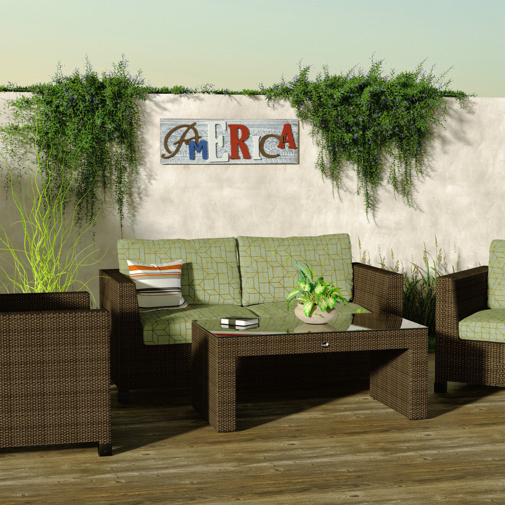 Wood and Metal America Wall Decor