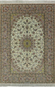 Signed Authentic Persian Isfahan Handmade Wool and Silk Rug, 5'x8'