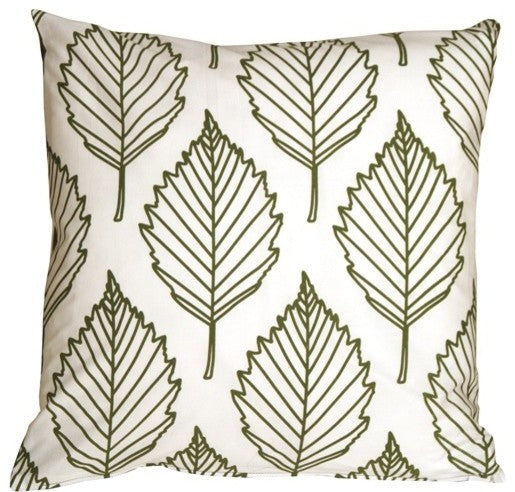Pillow Decor - Contemporary Olive Green Leaf Throw Pillow