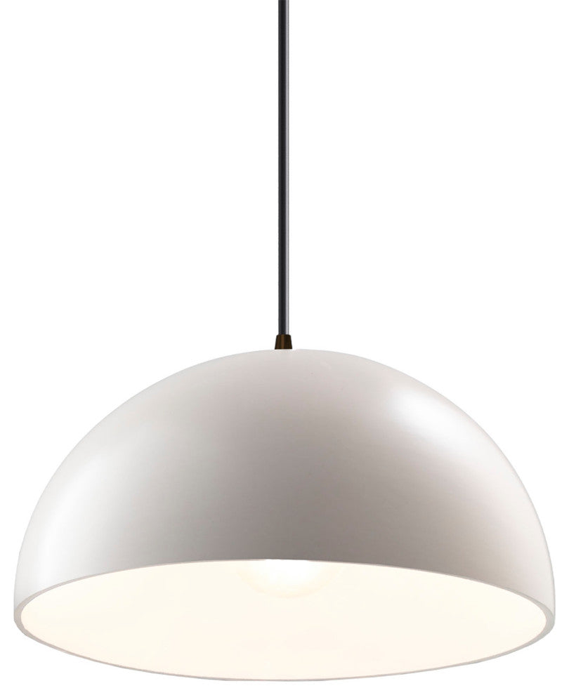 Dome 1-Light Pendant, Matte White, Dark Bronze, Black Cord