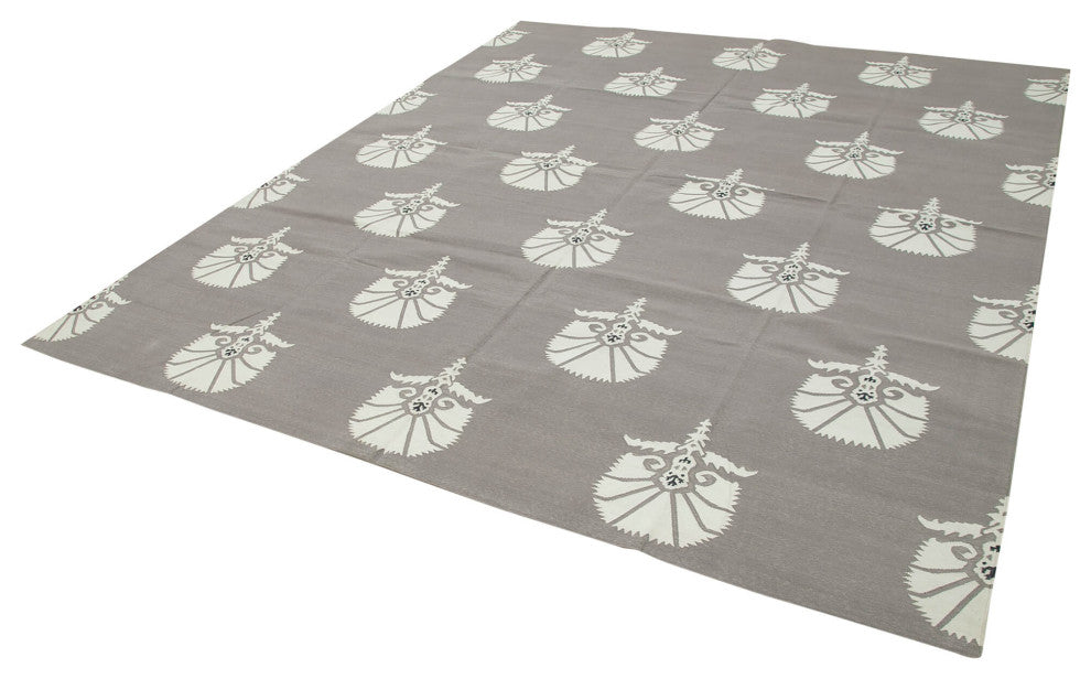 Rug N Carpet - Handmade Wool 8' 2'' x 9' 9'' Geometric Dhurrie Kilim Rug