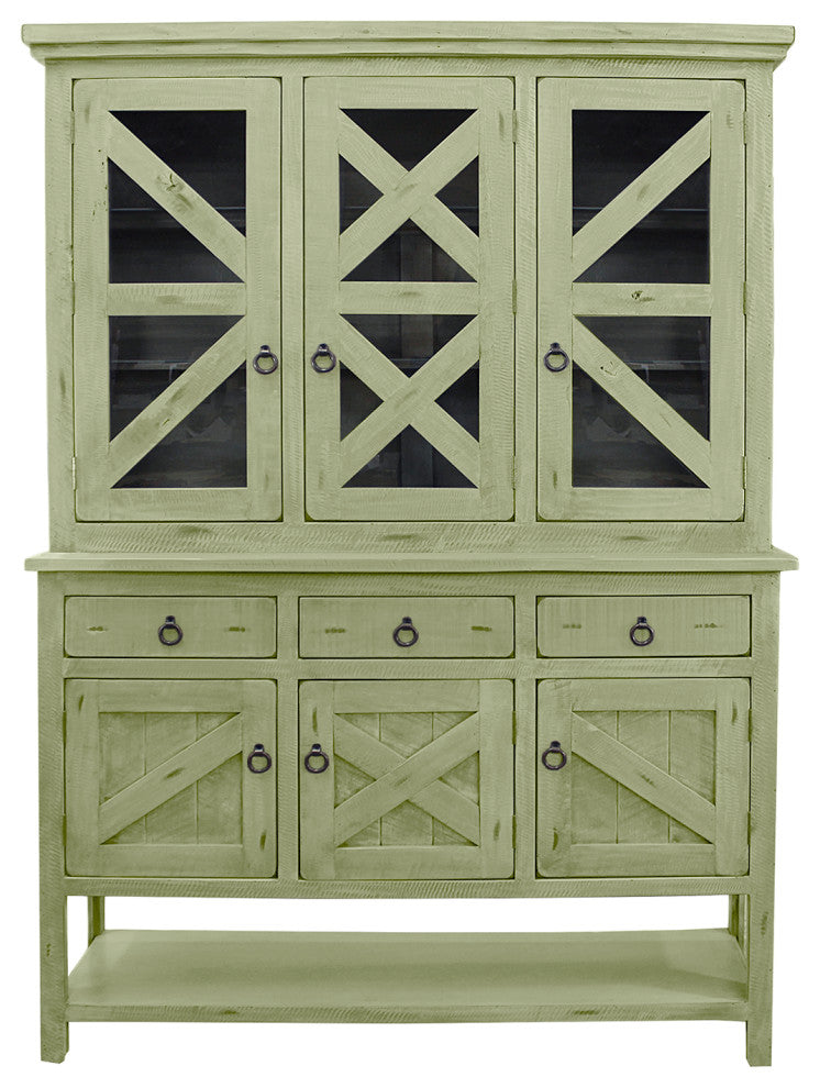 Rustic Extra Wide Dining Hutch and Buffet, Summer Sage