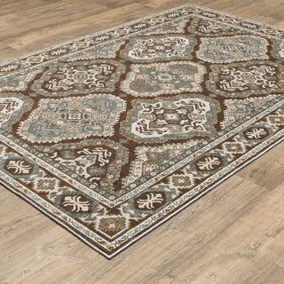 Emilia Traditional Panel Medallion Rust/ Blue Area Rug 3'10" x 5'5"