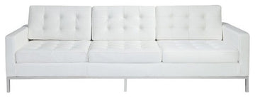 Tufted Leather Loft Sofa, White