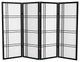 4' Tall Double Cross Shoji Screen, Black, 4 Panels